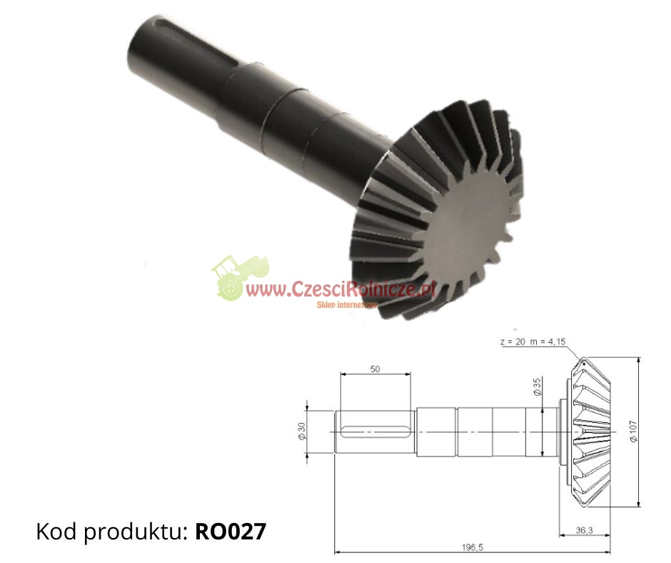 WAŁ -KOŁO ZĘBATE Z=20 [RO027]