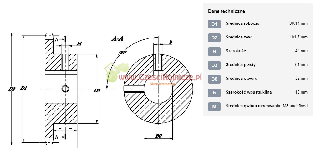 KOŁO ŁAŃCUCHOWE 1" 16B-1 Z-11 OTWÓR 32 MM [ŁKE011-32]