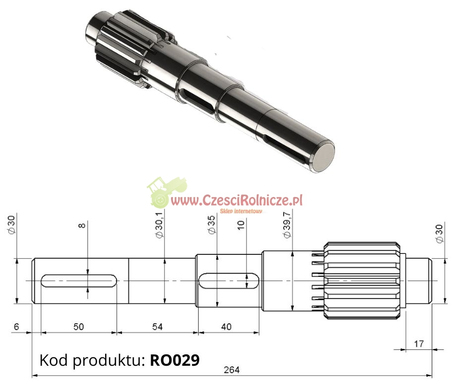 RO029 WAŁ-KOŁO ZĘBATE Z=15