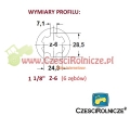 Wymiar profilu 1 1/8 cala  6 zębów