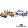 BRUDER 02599 Land Rover Defender Pickup z przyczepą i skuterem wodnym