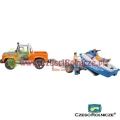 BRUDER 02599 Land Rover Defender Pickup z przyczepą i skuterem wodnym