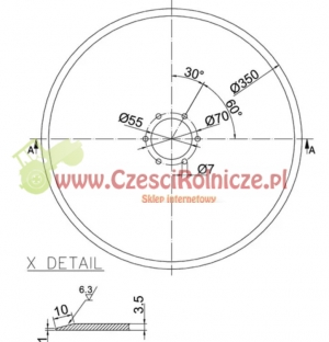 TALERZ  350  6-OTW. GŁADKI ZAMIENNIK