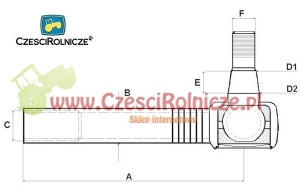PRZEGUB KULOWY 25/27  L-260  M24*1,5 L. ZGIĘTY      JD 6000 [CJB003]