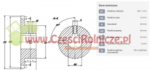 KOŁO ŁAŃCUCH.  1/2" 08B-1  Z-17   OTWÓR 20 MM  HART.  (1/2" X 5/16") [ŁKB017-20]