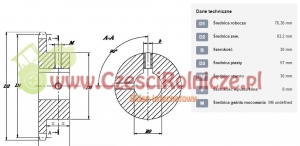 KOŁO ŁAŃCUCH.  5/8" 10B-1  Z-15   OTWÓR 30 MM HART.   (5/8" X 3/8") [ŁKC015-30]