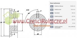 KOŁO ŁAŃCUCH.  1/2" 08B-1  Z-13   OTWÓR  25 MM  HART.  (1/2" X 5/16") [ŁKB013-25]