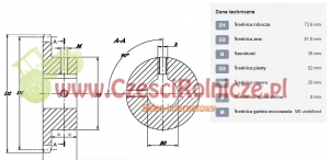 KOŁO ŁAŃCUCH.  3/4" 12B-1  Z-12    OTWÓR 25 MM  HART.   (3/4" X 7/16") [ŁKD012-25]