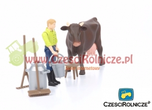 BRUDER 62605 BWORLD FIGURKA FARMERA I KROWY Z AKCESORIAMI [ZD62605]