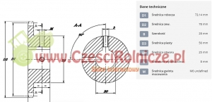 KOŁO ŁAŃCUCH.  1/2" 08B-1  Z-18   OTWÓR 25 MM  HART. [ŁKB018-25]