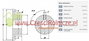 KOŁO ŁAŃCUCH.  1/2" 08B-1  Z-15   OTWÓR 25 MM  HART.  (1/2" X 5/16") [ŁKB015-25]