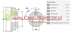 KOŁO ŁAŃCUCHOWE  1" 16B-1  Z-14    OTWÓR 25 MM HART.   (1" X 17MM) [ŁKE010-25]