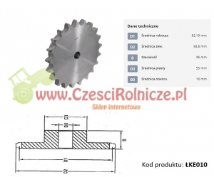 KOŁO ŁAŃCUCH.  1" 16B-1  Z-10 [ŁKE010]