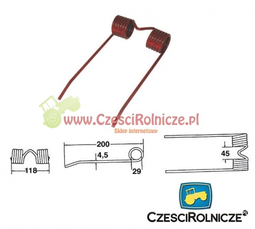  PALEC PODBIERACZA 200*118 CASE IHC MC CORMICK -CZERWONY MA74528