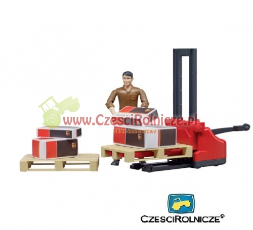 BRUDER 62210 Figurka kuriera UPS i akcesoria logistyczne