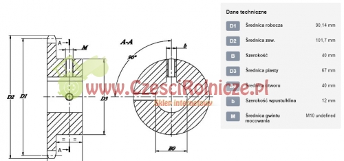 KOŁO ŁAŃCUCH. 1" 16B-1 Z-11 OTWÓR 40 MM (1" X 17MM) [ŁKE011-40]