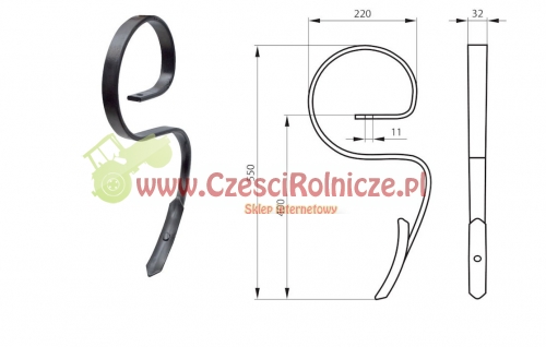 GK012 ZĄB KULTYWATORA L-555 32*10 NIEMIECKI DUŻE UCHO
