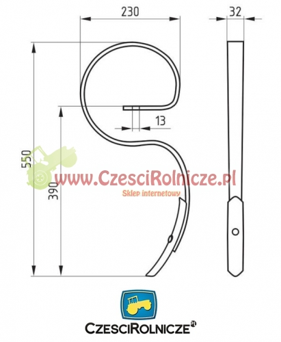 ZĄB KULTYWATORA L-550/390 32*10 SU UNIA ORG. AU033