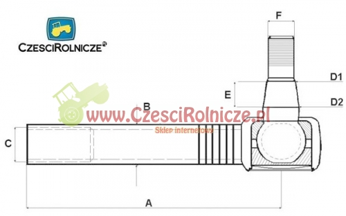 PRZEGUB KULOWY 25/27 L-260 M24*1,5 L. ZGIĘTY JD 6000