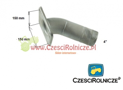 RURA 4" PŁYTA 150*150 - KOLANKO 45 - NA WĄŻ 4"