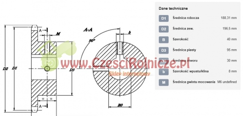 KOŁO ŁAŃCUCHOWE 3/4" 12B-1 Z-31 OTWÓR 30 MM HART. (3/4" X 7/16") [ŁKD031-30]