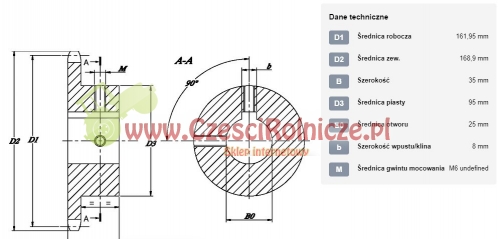 KOŁO ŁAŃCUCH. 5/8" 10B-1 Z-32 OTWÓR 25 MM HART. (3/4" X 7/16") FI-25 [ŁKC032-25]