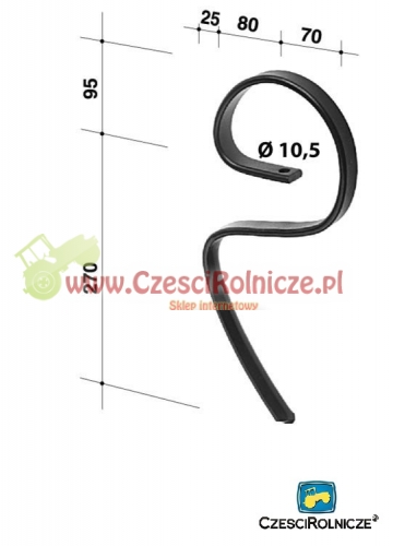 ZĄB KULTYWATORA L-380/275 25* 8 BEZ REDLICZKI