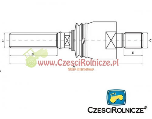 0750125010 PRZEGUB OSIOWY GWINT DŁ. M24*1.5 P / M22*1.5 P L-210 ZF