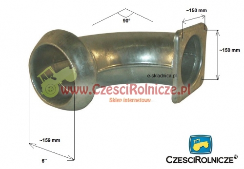 KOLANKO 90° - KOŁNIERZ - ZŁĄCZE MĘSKIE 6" PERROT