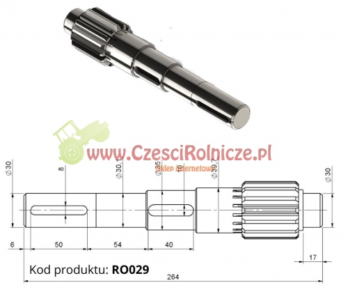 RO029 WAŁ-KOŁO ZĘBATE Z=15