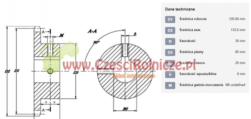 KOŁO ŁAŃCUCHOWE 5/8" 10B-1 Z-25 OTWÓR 25 MM HART. (3/4" X 7/16") FI-25 [ŁKC025-25]