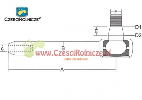 PRZEGUB KULOWY 20/22 L-380 M22*1,5 W L 22/495-261