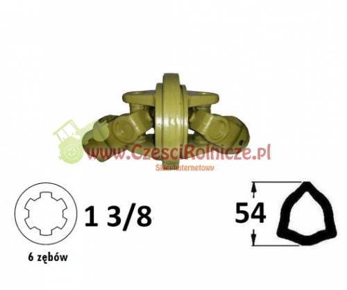 PRZEGUB SZEROKOKĄTNY 2480 - P9 - 1 3/8" 6Z AMA ( RURA TRÓJKATNA) kompletny przegub homokinetyczny na rurę 54mm 