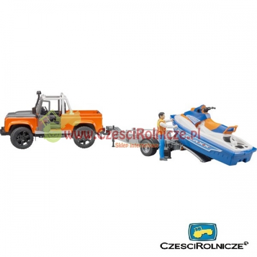 BRUDER 02599 Land Rover Defender Pickup z przyczepą i skuterem wodnym