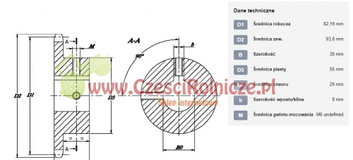KOŁO ŁAŃCUCHOWE 1" 16B-1 Z-14 OTWÓR 25 MM HART. (1" X 17MM) [ŁKE010-25]