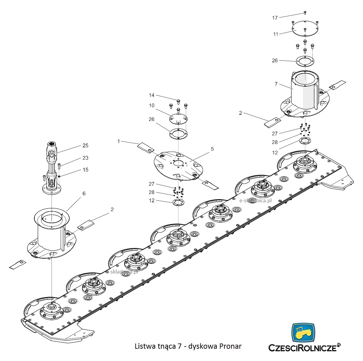 Części do kosiarki pronar Listwa tnąca 7- dyskowa