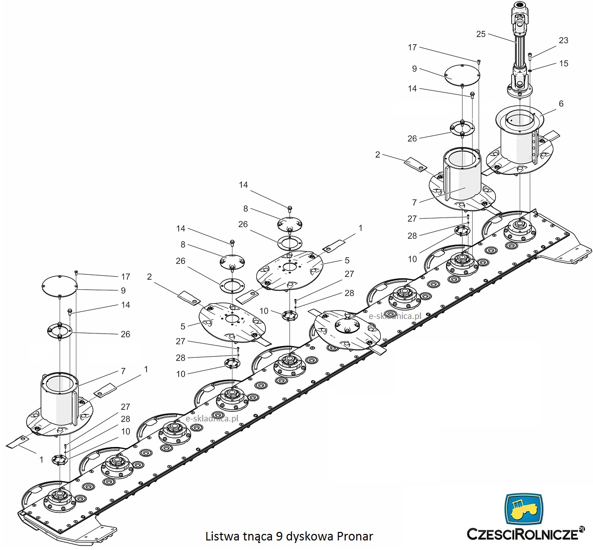Listwa tnąca 9 dyskowa PRONAR